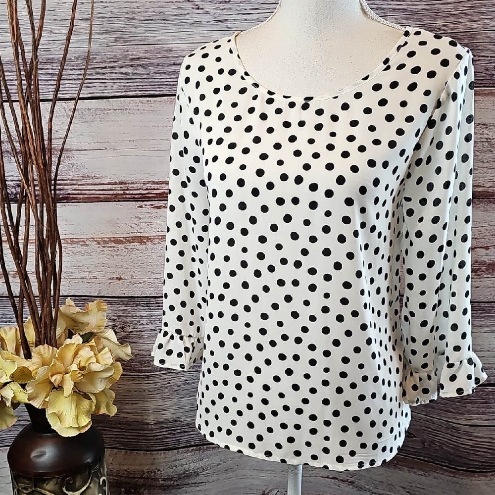 C Black and White Polka Dot Blouse